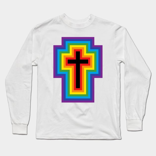 Rainbow Cross Long Sleeve T-Shirt by joshthecartoonguy
